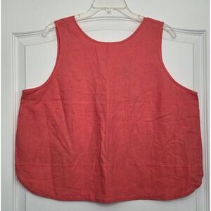 LOFT Linen‎ Blend Tank Top V-Neck Sleeveless Casual Blouse Coral Pink Sz L Beach